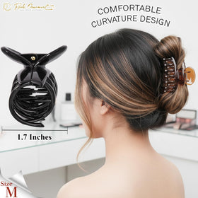 RC ROCHE ORNAMENT medium clips in use demonstrate versatile daily styling options.