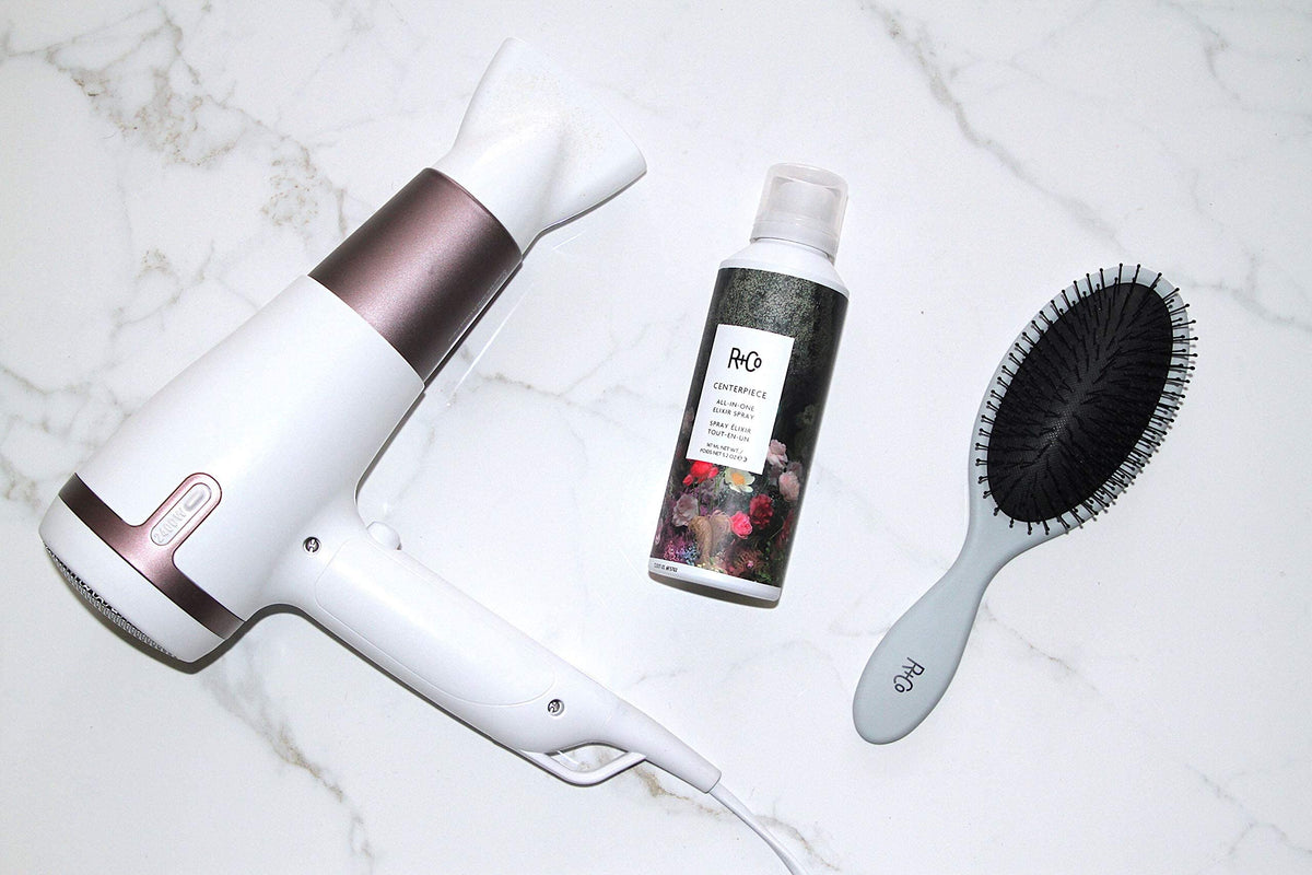 R+Co Centerpiece sea buckthorn oil highlight emphasizing hydration.