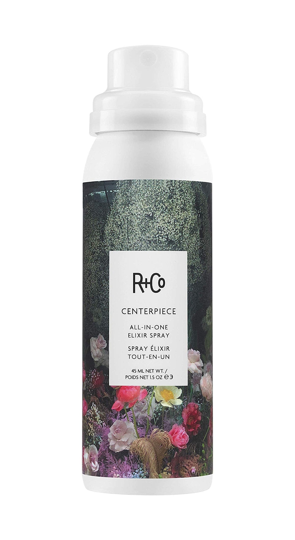 R+Co Centerpiece spray bottle for lightweight hydration and detangling.