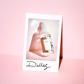 R+Co Dallas Thickening Spray finish on hair, adding natural shine.