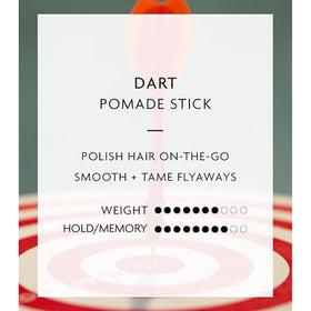 R+Co Dart Pomade Stick on hair demonstrating defined texture and flyaway control.