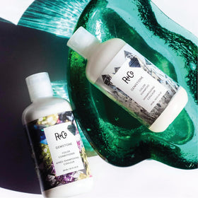 R+Co Gemstone Color Travel Set packaging emphasizes TSA-friendly travel convenience.