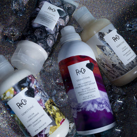 R+Co Gemstone Ultra Shine being applied for smooth glide and radiant finish