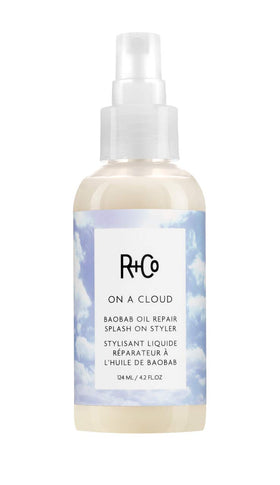 R+Co On A Cloud Baobab Oil Repair Splash bottle, sleek packaging for easy on-the-go styling