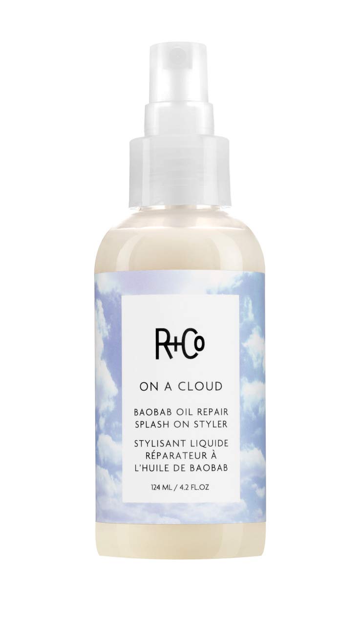 R+Co On A Cloud Baobab Oil Repair Splash bottle, sleek packaging for easy on-the-go styling