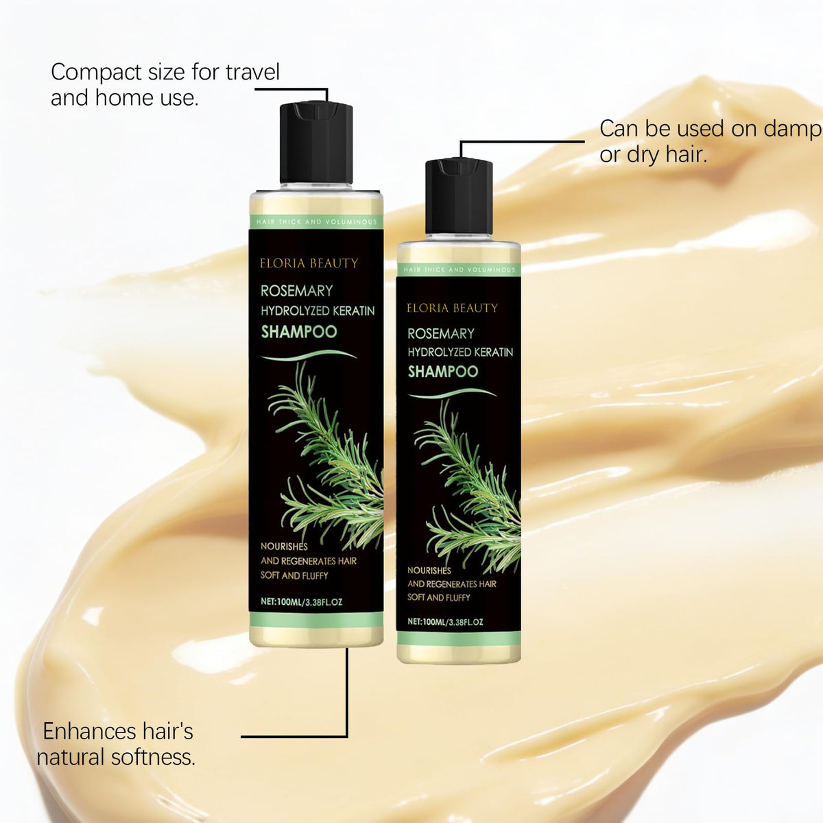 RCSCBC Eloria formula with rosemary leaf oil and keratin nourishes hair