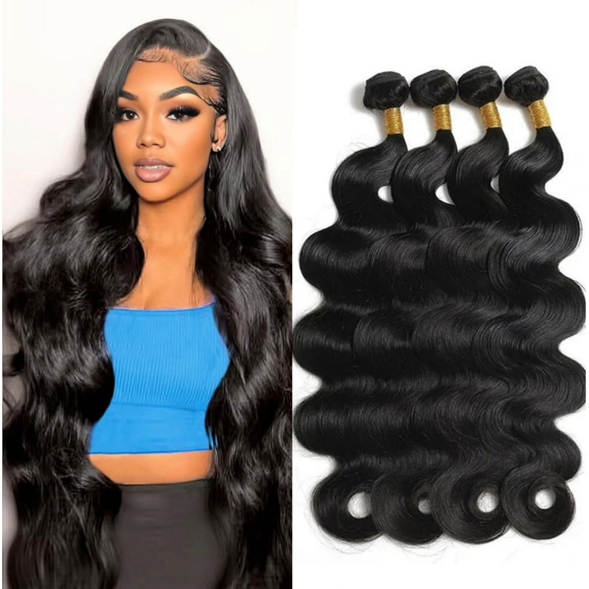 rdddne 12A body wave 18 inch bundle close-up showing natural shine and softness.