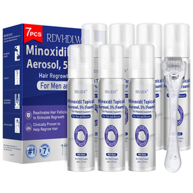 RDVHDLW 5% Minoxidil foam bottle for easy at-home hair growth support