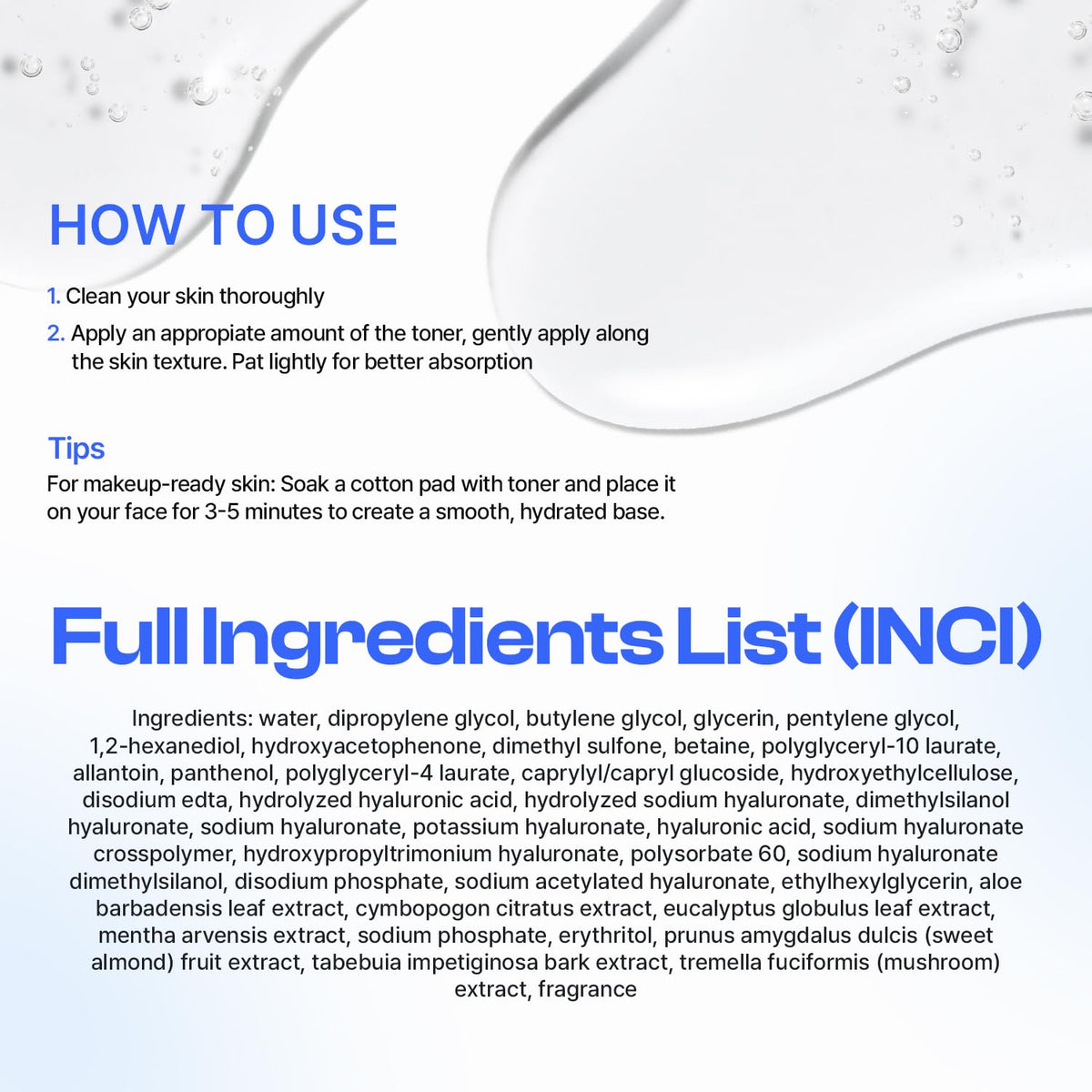 Re: NK Hyper Hyal toner closeup gloss showcases transparent, fast-absorbing finish.