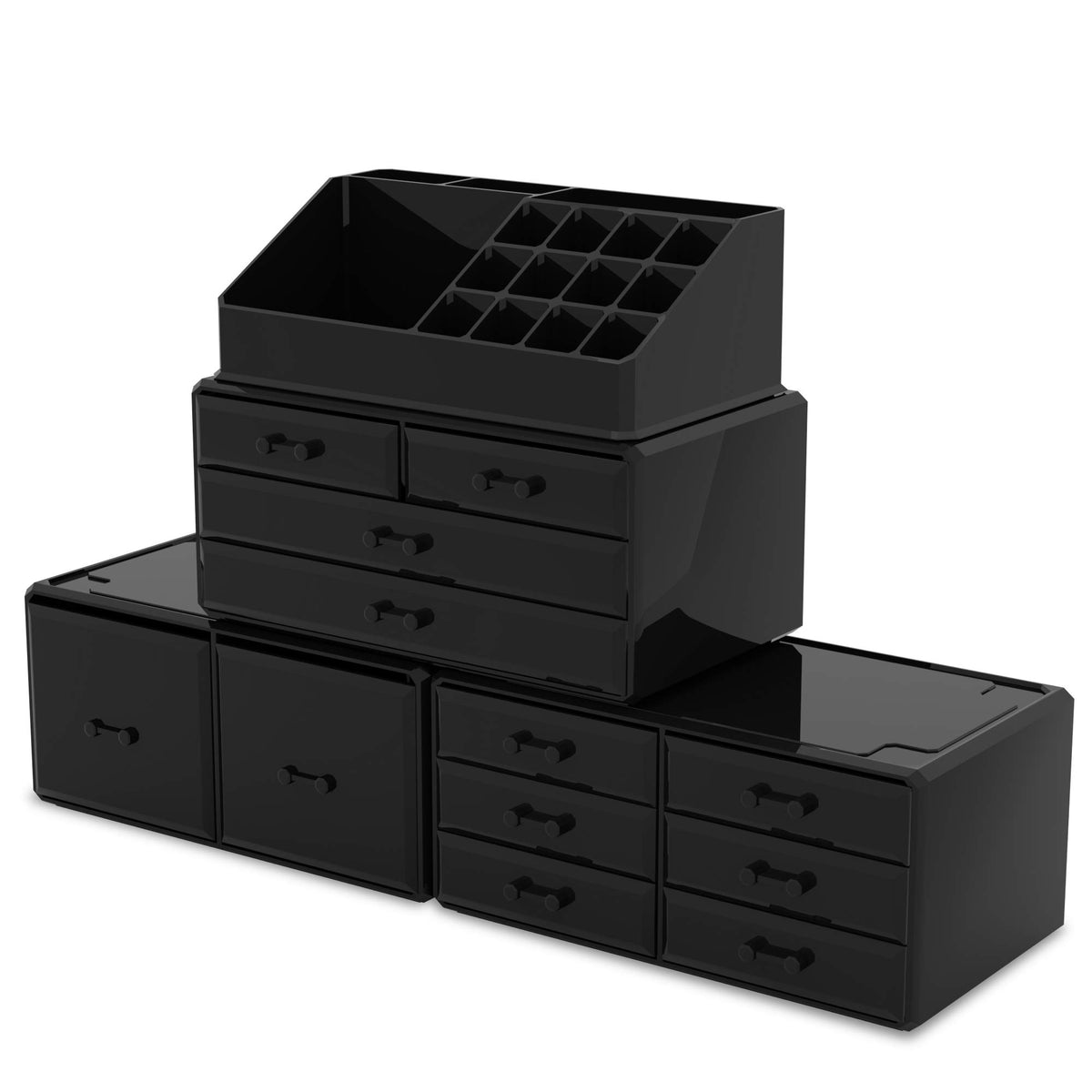 READAEER makeup organizer drawer close-up captures smooth, lid-free access.