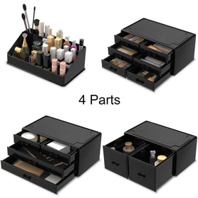 READAEER makeup organizer interlocking system shows secure, customizable setup.