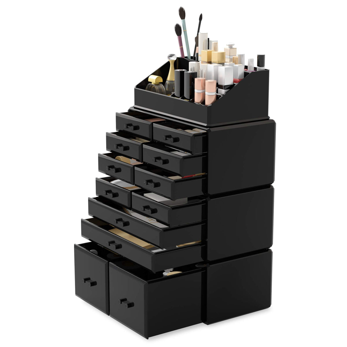 READAEER makeup organizer side panel highlights durable, smooth-operating drawers.
