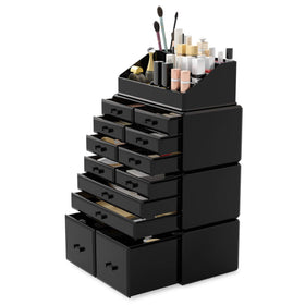 READAEER makeup organizer side panel highlights durable, smooth-operating drawers.