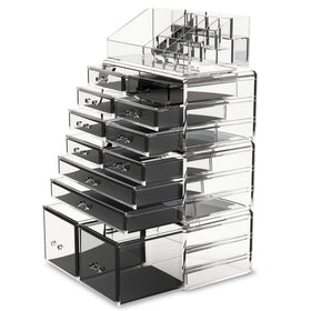 READAEER makeup organizer clear design blends with any decor and improves cosmetic access.