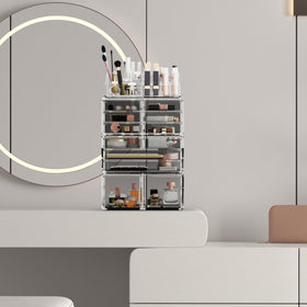 READAEER makeup organizer drawer open highlights smooth slides and easy reach for lipsticks.