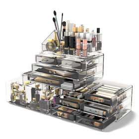 READAEER makeup organizer front view shows a clear, accessible display for daily cosmetics.