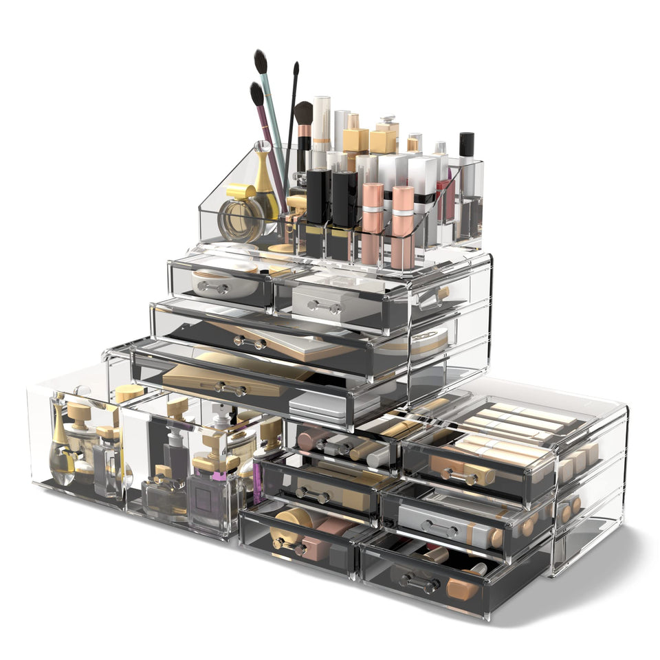 READAEER makeup organizer front view shows a clear, accessible display for daily cosmetics.