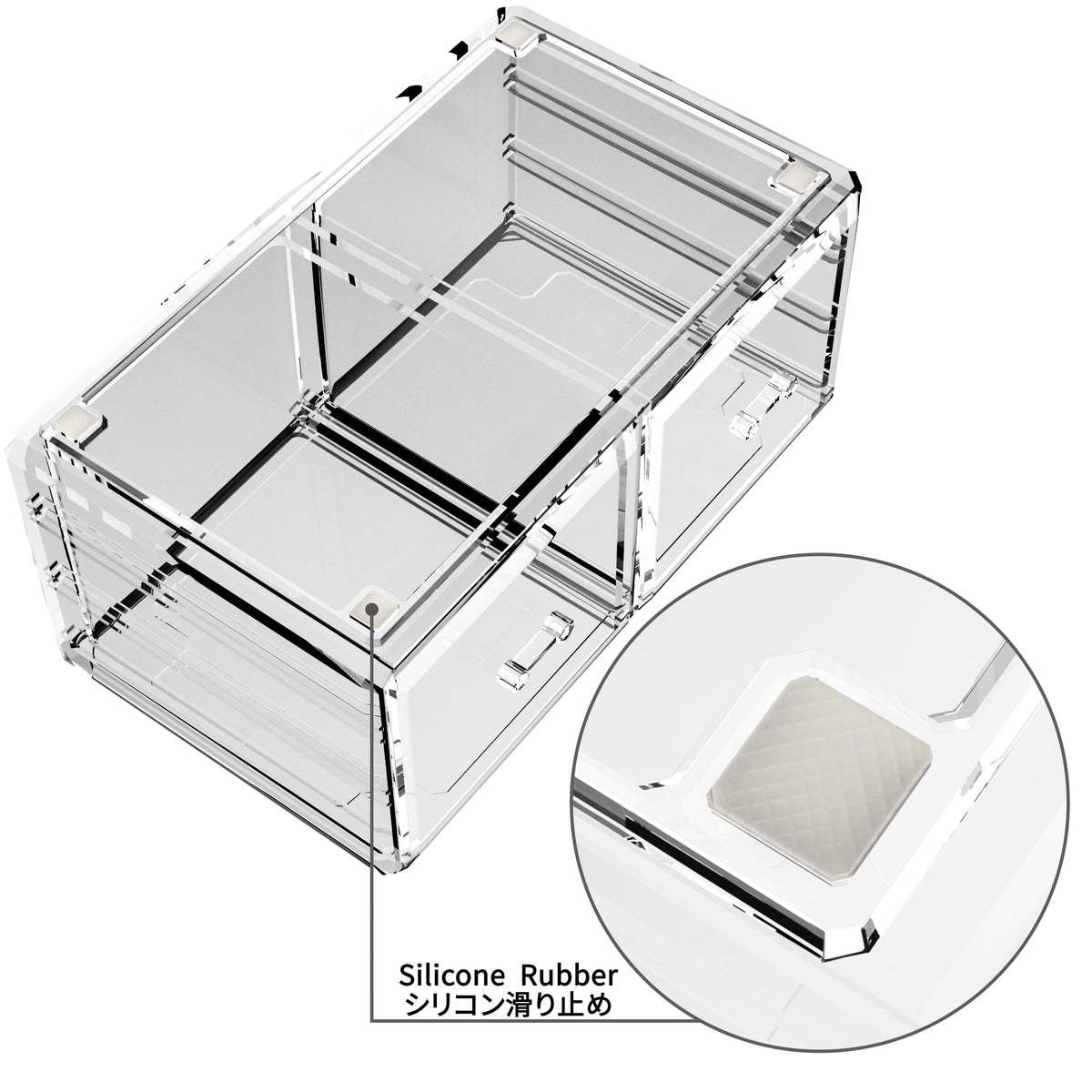 READAEER makeup organizer interlocking system ensures secure stacking and modular customization.