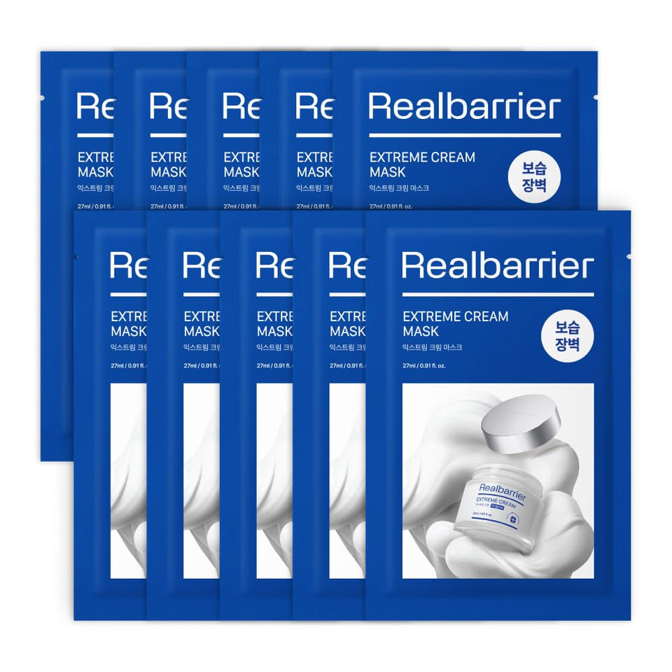 Real Barrier Extreme Cream Face Sheet Mask packaging showing premium barrier repair benefits