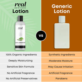 Real Skin Care Paraben-free label indicates a clean, chemical-free formula.