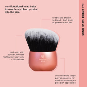 Angled brush head close-up showing precise buffing for liquids or powders