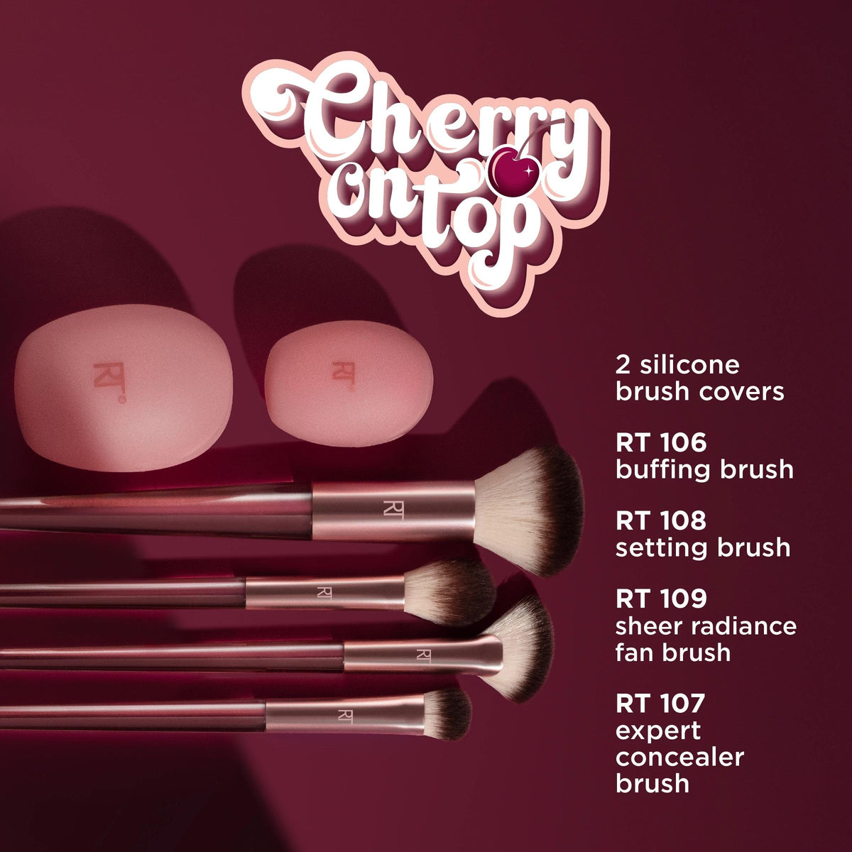 Real Techniques 108 Setting Brush for powder application and a natural finish.