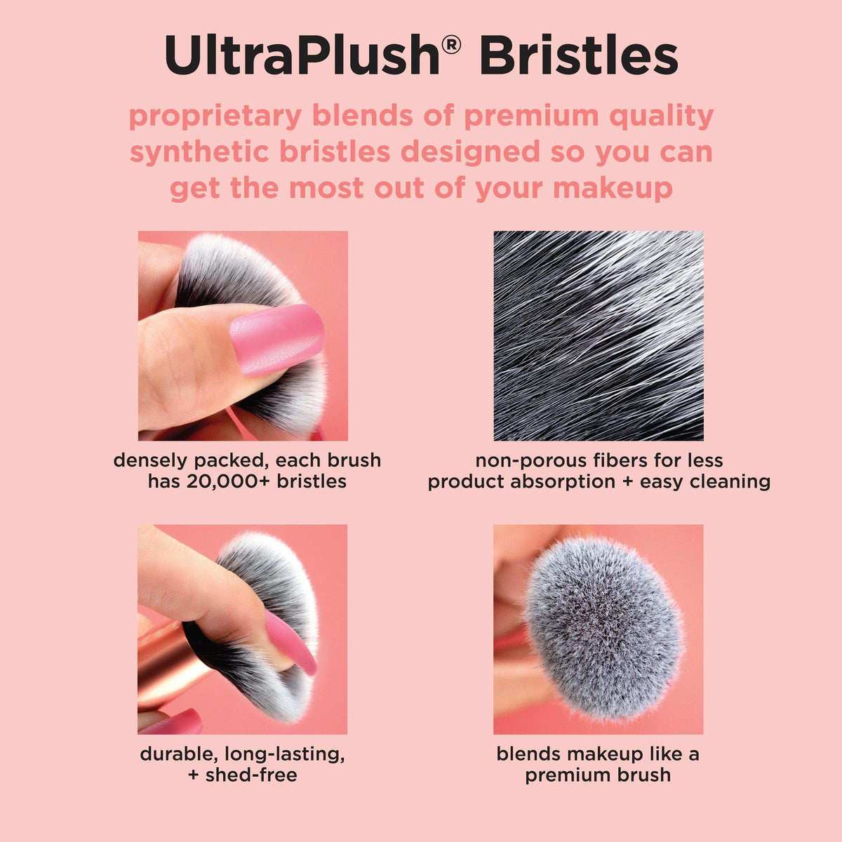 Real Techniques A Brighter Hue Base Set offers multi-use brushes and easy storage.
