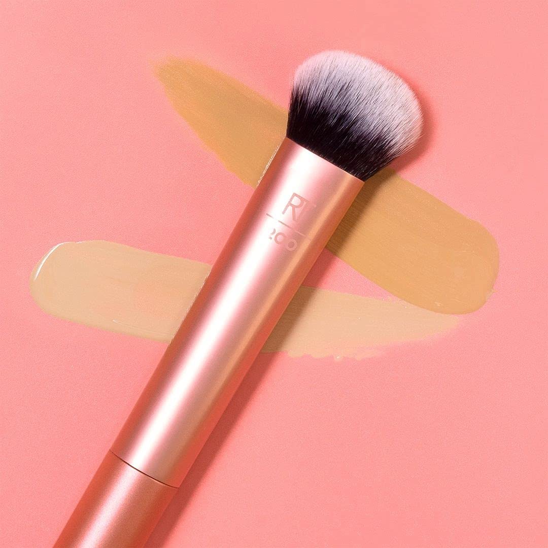 Real Techniques brush used with cream or liquid foundation for an even blend.