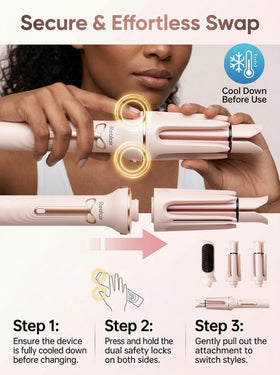 Realair Auto Hair Curler anti-tangle safety prevents snags during styling.