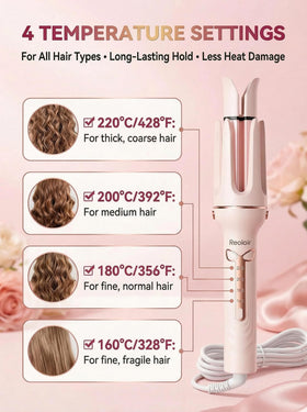 Realair Auto Hair Curler ceramic ionic coating helps reduce frizz.
