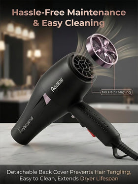 Realair dryer with built-in storage hook keeps space organized