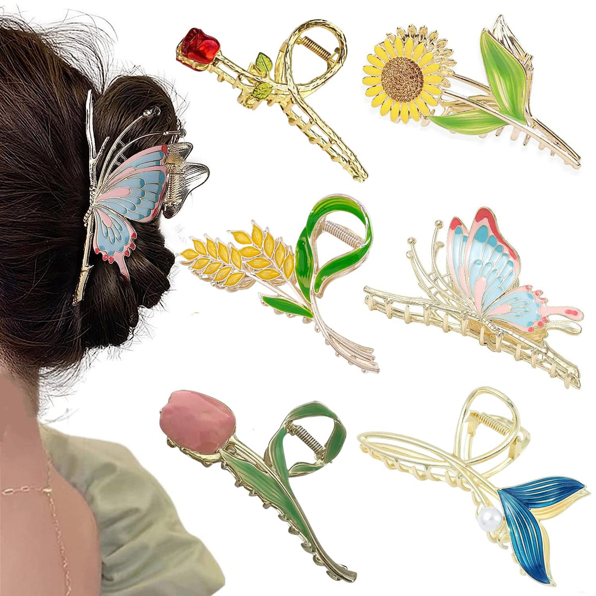 REALHUNLEE tulip flower clip with secure grip and elegant gold finish