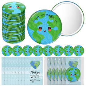 Reallnaive Earth Day compact mirror with smiling Earth design for eco-friendly daily use.