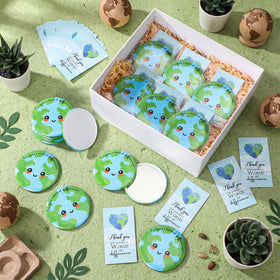 Reallnaive Earth Day mirrors in blue and green for everyday use.