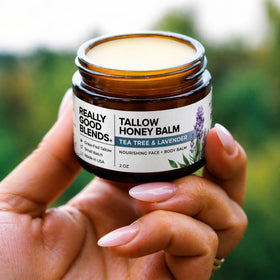 Ingredients: grass-fed beef tallow and raw honey for skin health
