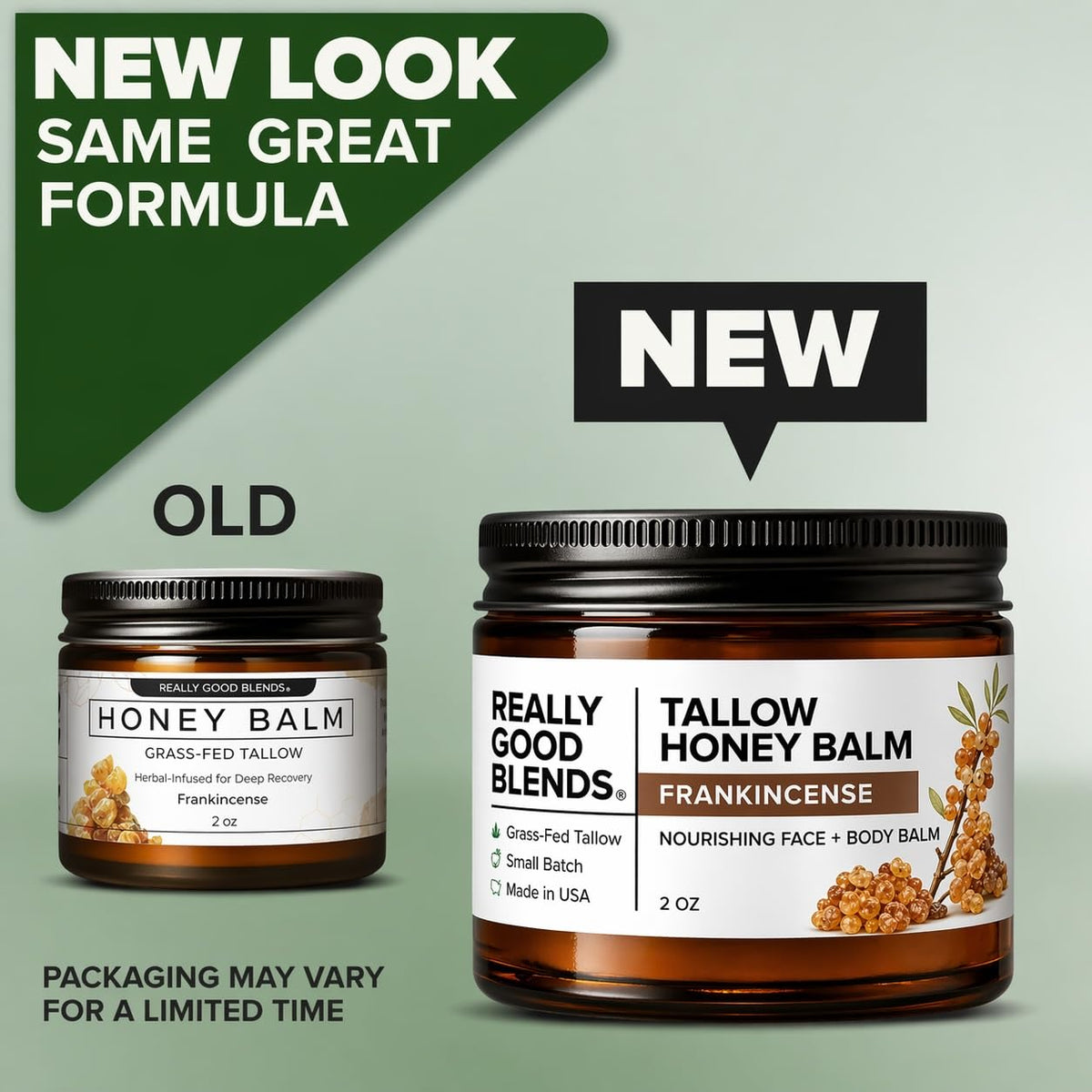 Really Good Blends Tallow Honey Balm ingredients bowl shows organic grass-fed components