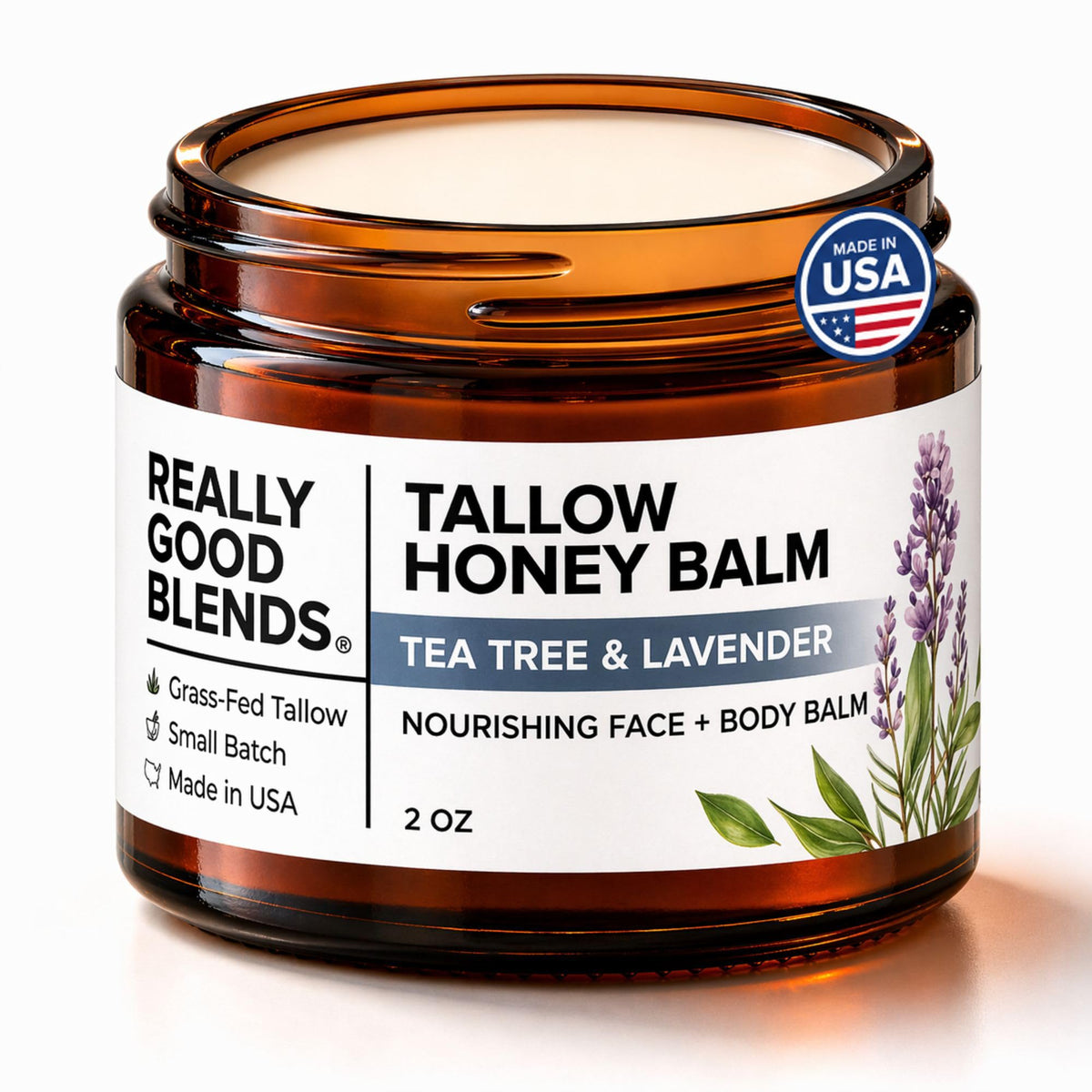 Really Good Blends Tallow Honey Balm jar for daily skin nourishment