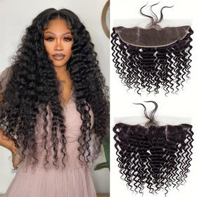 Rebasar 13x4 HD lace frontal deep wave 14in for natural part and voluminous texture