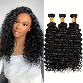 Rebasar deep wave bundles 12-inch weft for natural volume and versatile styling
