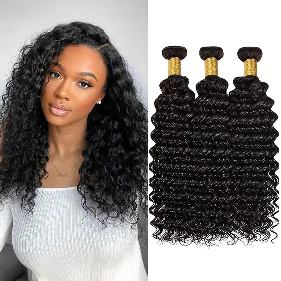 Rebasar deep wave bundles 12-inch weft for natural volume and versatile styling