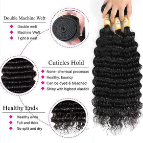 Rebasar deep wave bundles 16-inch weft for seamless sew-in with lasting bounce