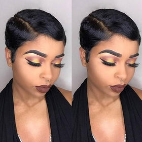 Rebecca Fashion short pixie cut lace front wig front view showing natural blend