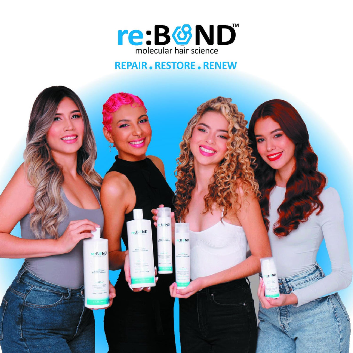 RE:BOND color-treated hair care in action supports vibrant, resilient strands