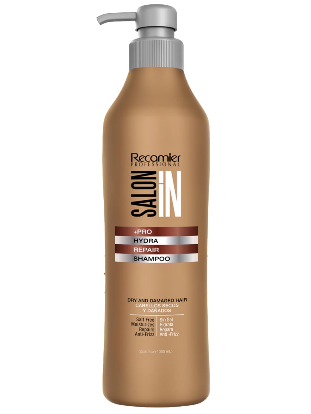 Recamier Hydra Repair Shampoo bottle front showcases hydrating formula for dry hair