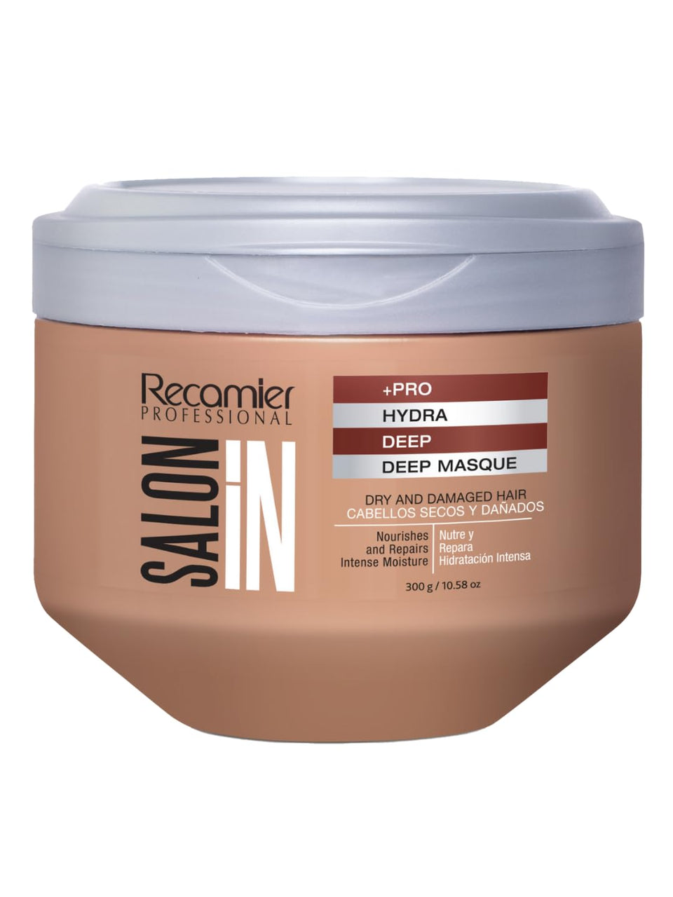 Recamier Salon In Hydra Repair Mask packaging highlights deep hydration and premium care