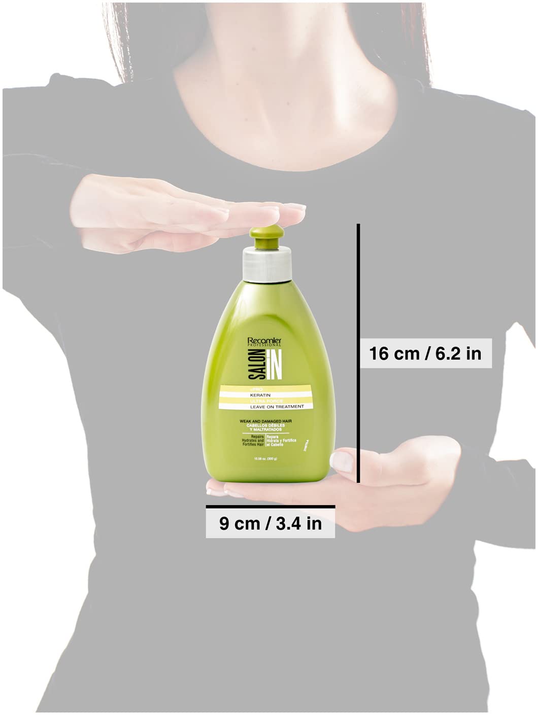 Hair after use showing smoothness and reduced frizz with Keratin Ultra Force Leave-In.