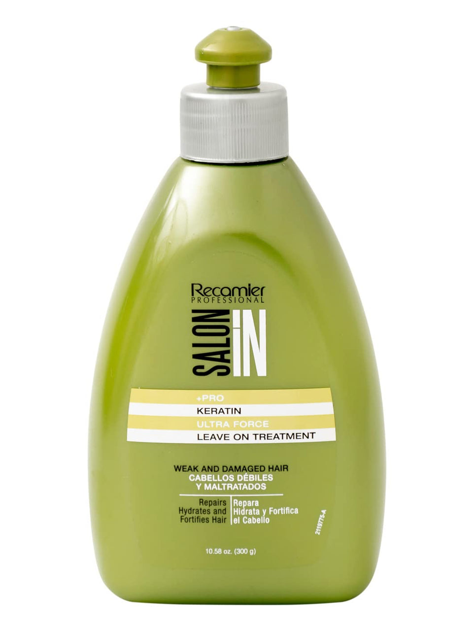 Recamier Salon In Keratin Ultra Force Leave-In bottle with strong frizz control.