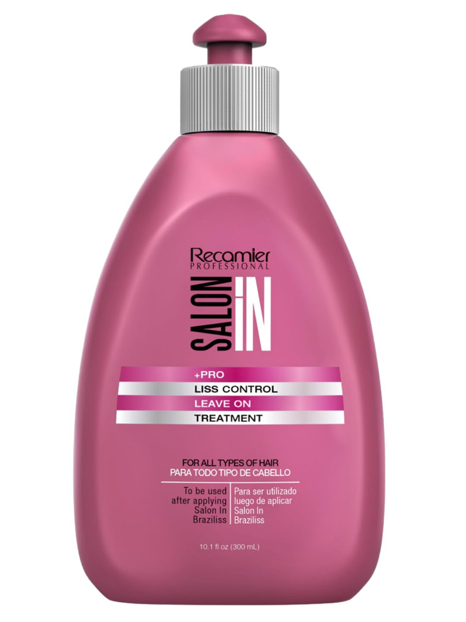 Recamier Salon In Liss Control leave-in bottle for frizz control and smoothness.