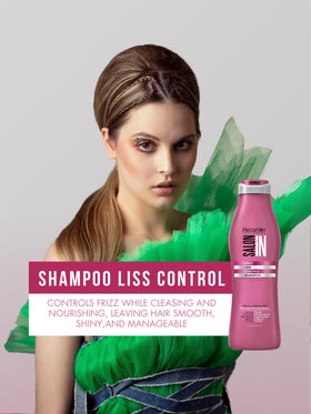 RECAMIER Salon In Liss Control Shampoo bottle back label highlights ingredients