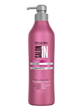 RECAMIER Salon In Liss Control Shampoo bottle front showing sleek frizz control design